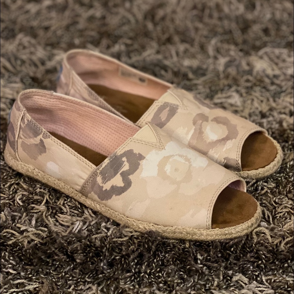 Toms Natural Watercolor Floral Open-Toe Alpargata